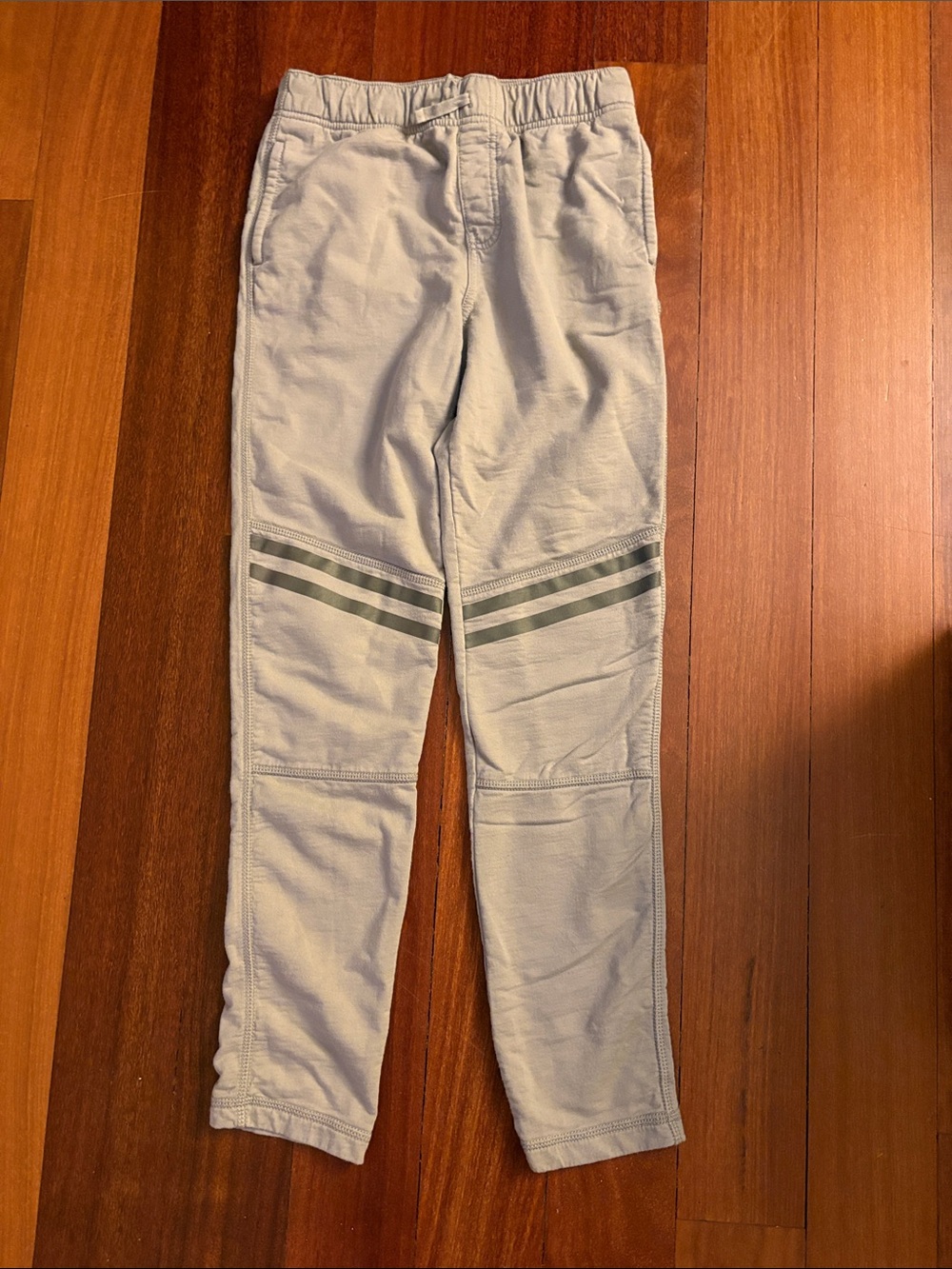 Kids Light Gray Athletic Jogger Pants with Stripes